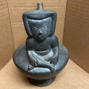 Vintage black pottery whistle